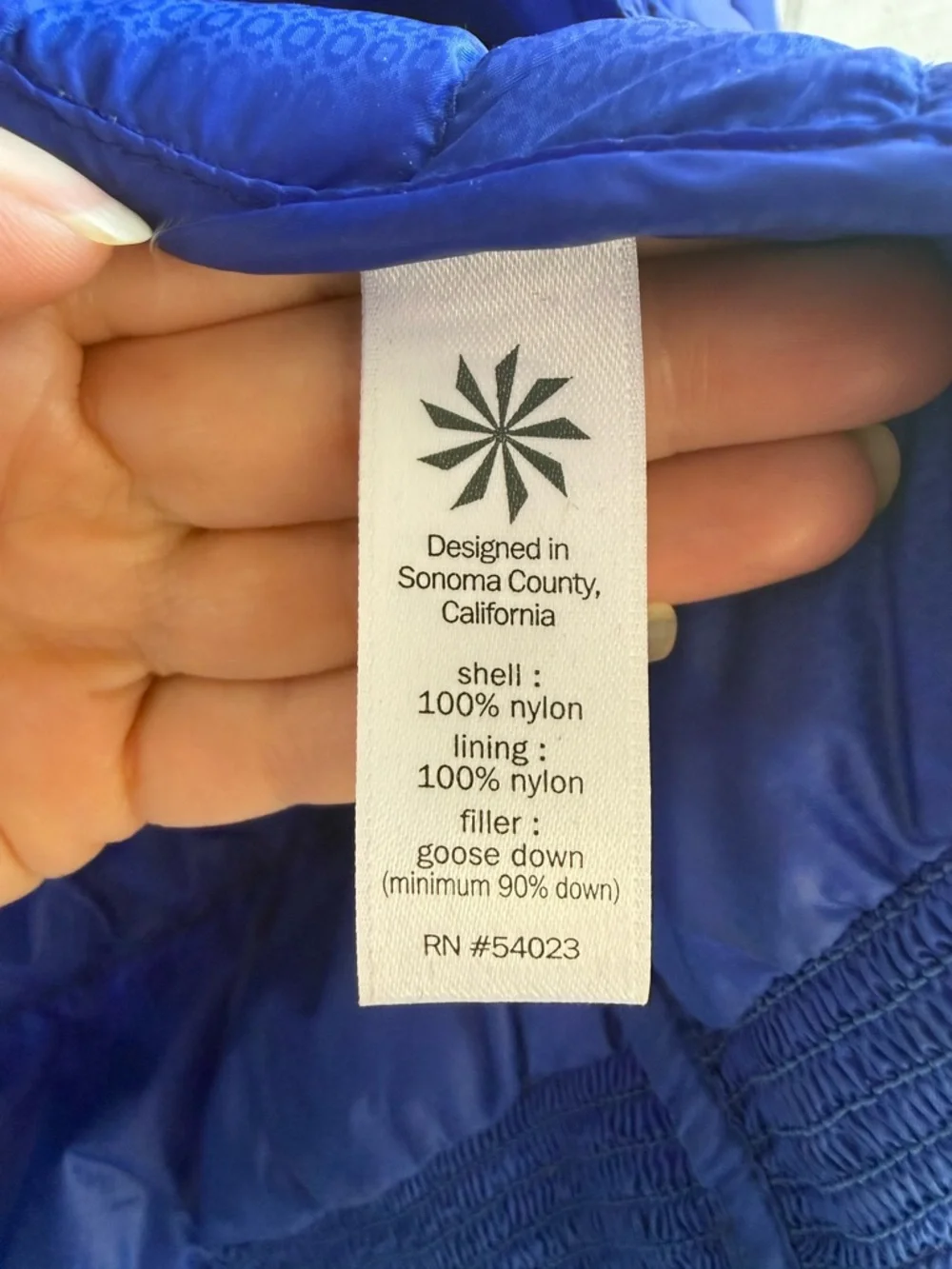 Athleta Vibrant Blue Downalicious Asymetrical Down Puffer Jacket Size XS